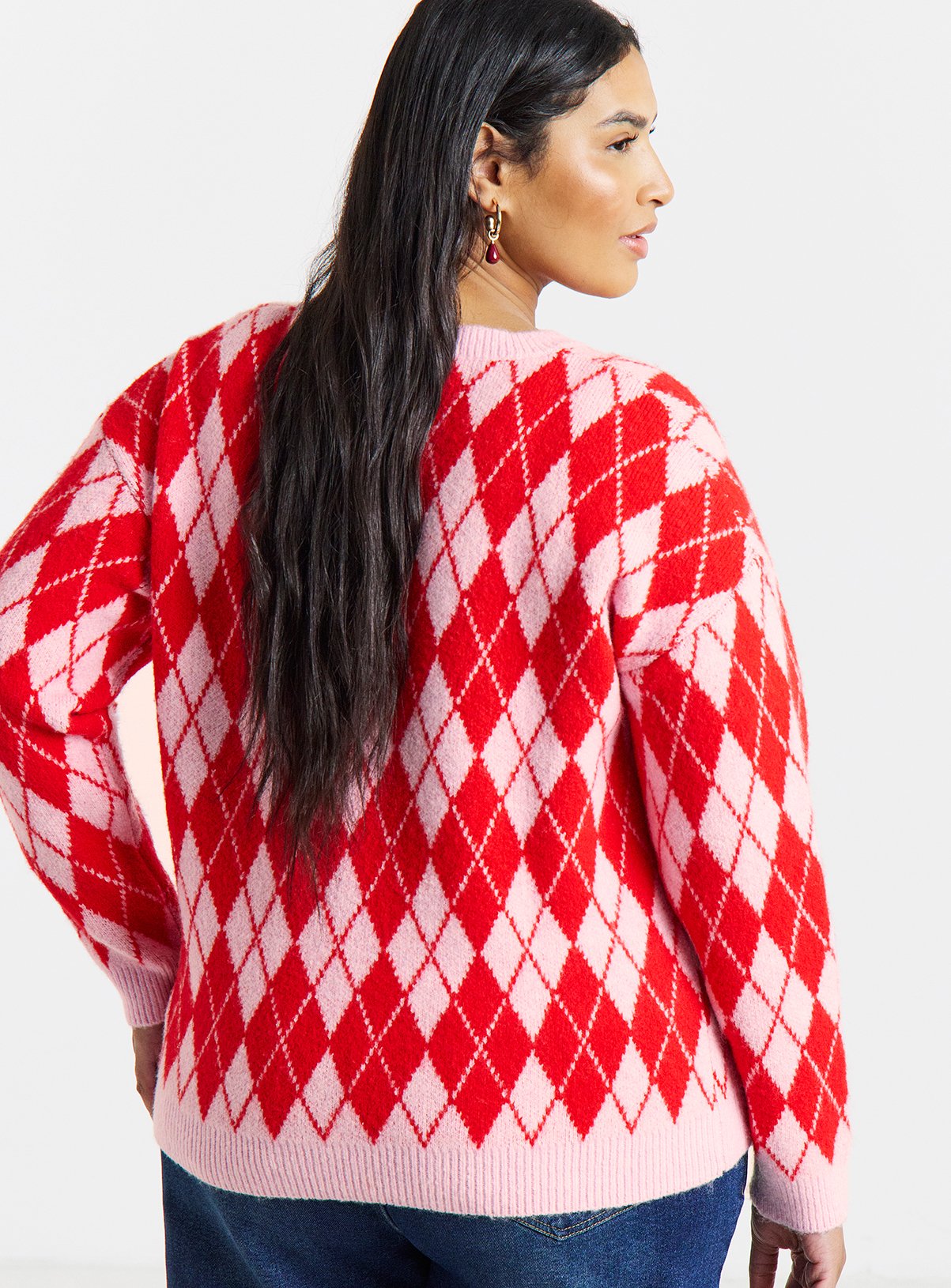SIMPLY BE Santa Baby Argyle Christmas Jumper 8-10 - Image 2 thumbnail